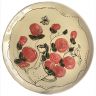 Fröhliche, farbige Engobendekore mit floralen Elementen - hier die typische Ries-Rose - sind das Markenzeichen von Dörthe Ries. Lebenslust pur. D: 39,5 cm